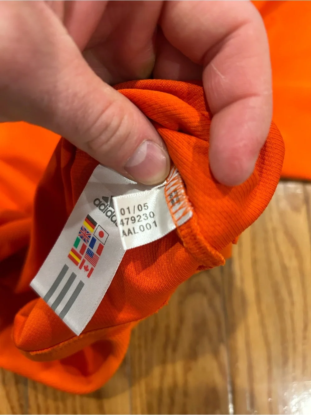 Adidas T-Shirt Mens Large Orange Navy Athletic Performance Short Sleeve Training
